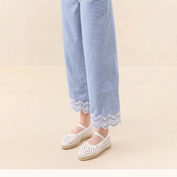 BNWT Loeffler Randal Blake Blue Gingham Emboidered Pant - Picture 6 of 13